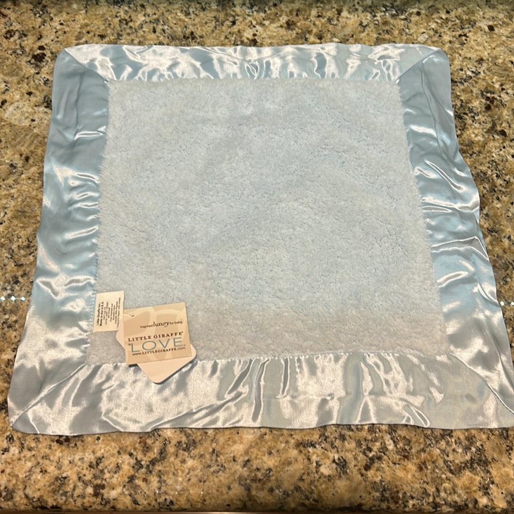 Little Giraffe My First Blanky 16”X16” Blue Chenille Satin Trim Lovey NWT - Picture 4 of 6